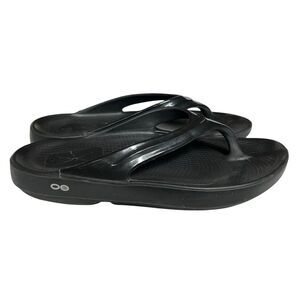 Oofos Women’s Black Oolala Recovery Thong Sandal Slide Size 11 US